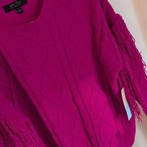Lily Fox Women's Fuchsia Fringe Sweater
